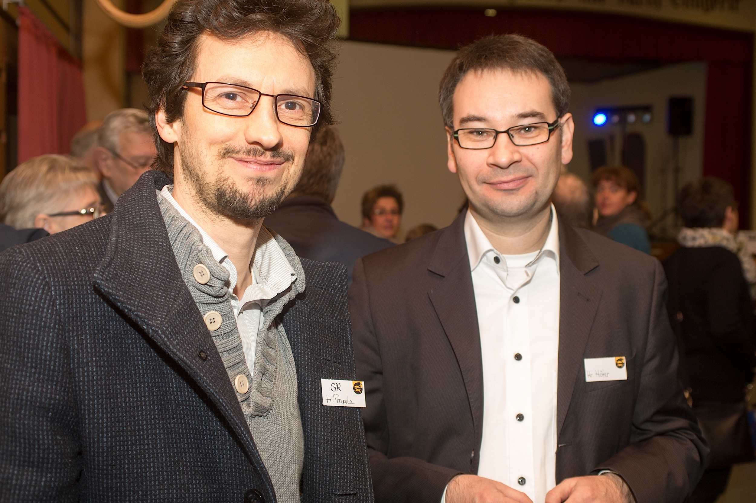 Neujahrsempfang Adelberg 2016. Gemeinderat Ahmet Papila (li) und Geschäftsführer Markus Höfer, der das Klosterparkgelände erwarb.
